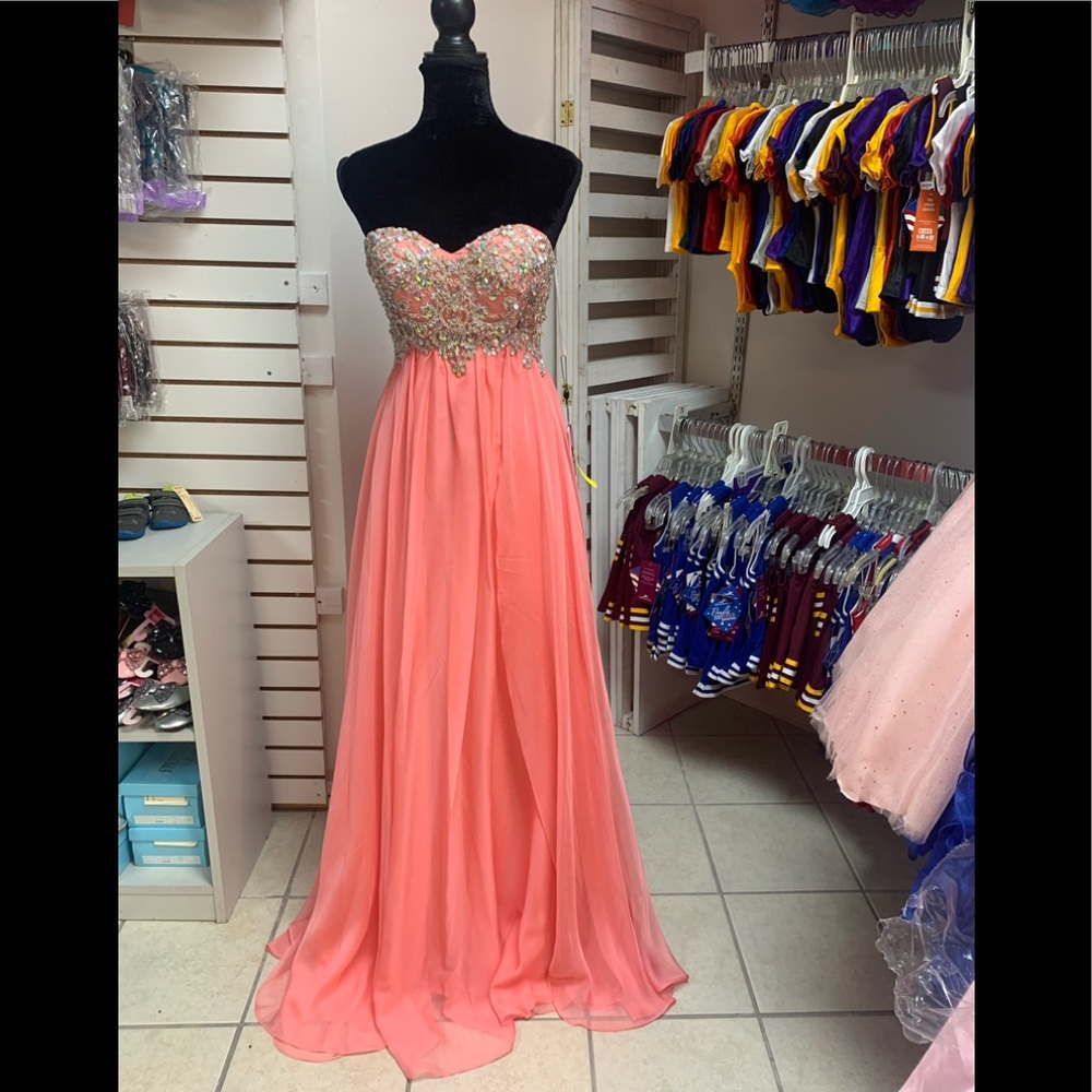 Jovani Size 2 Coral Beaded Homecoming Prom Pageant Evening Gown Dress NWT